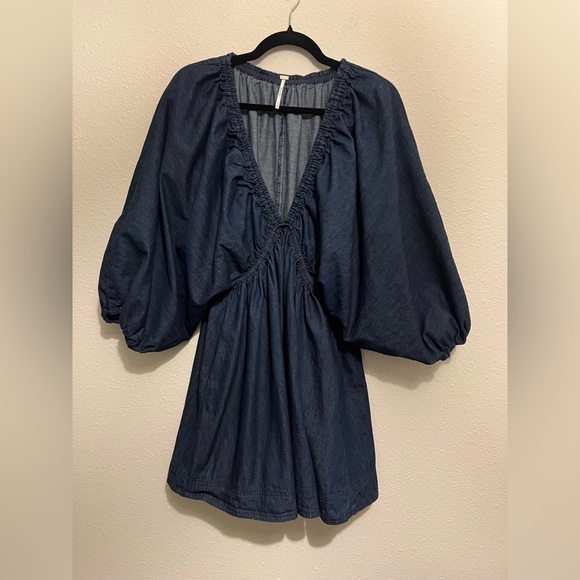 #831 Free People Portia Denim Dress Medium - Picture 5 of 7
